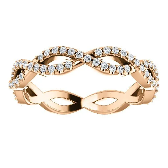14KT Gold 1/2 CTW Diamond Infinity Twist Eternity Band