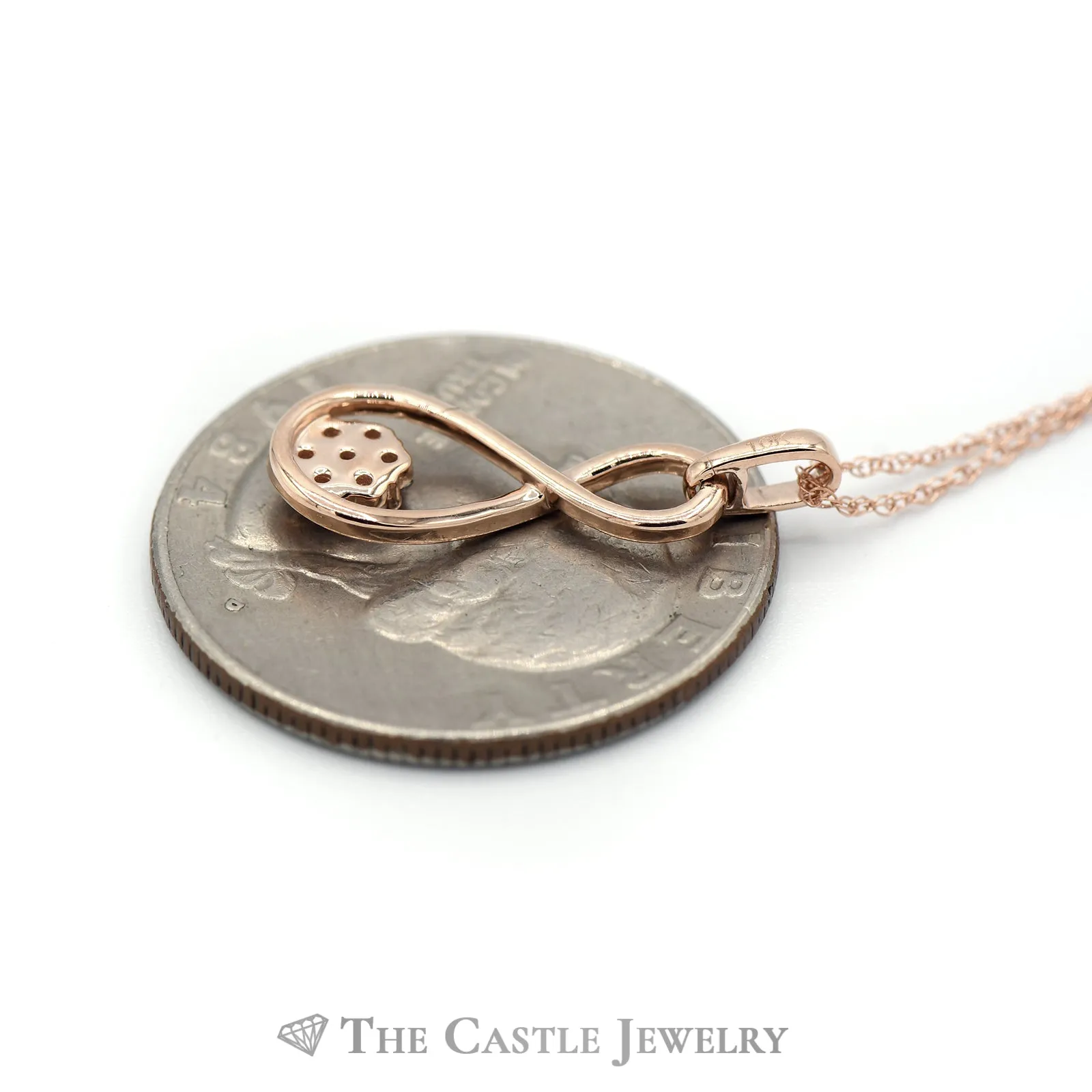 18" Infinity Pendant Necklace with Diamond Cluster Accent in 10KT
