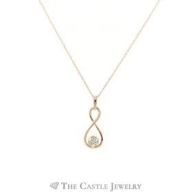 18" Infinity Pendant Necklace with Diamond Cluster Accent in 10KT