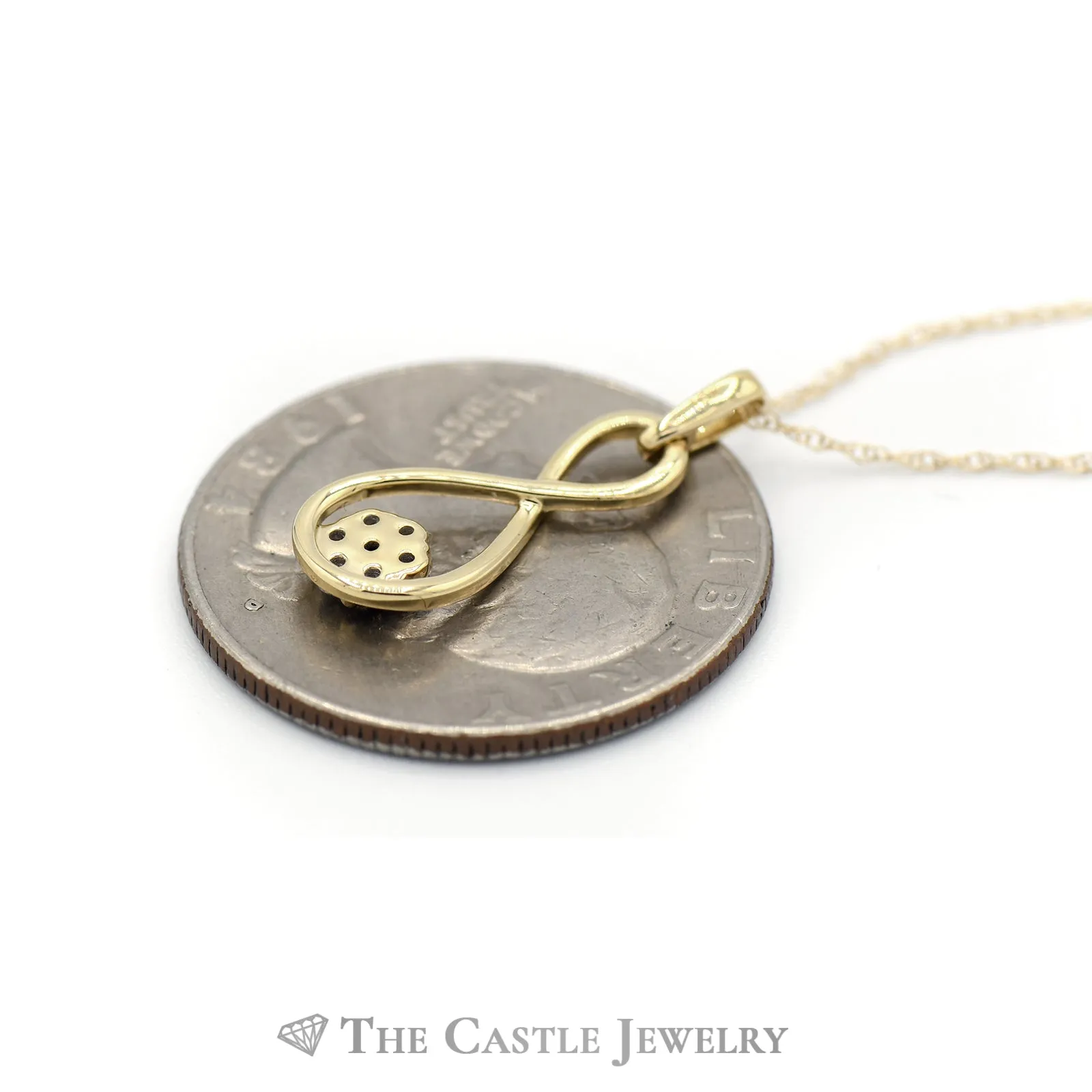 18" Infinity Pendant Necklace with Diamond Cluster Accent in 10KT