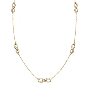 9ct Yellow Gold Infinity Station Necklace