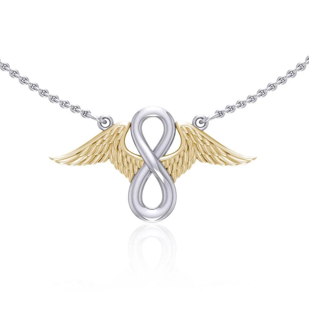 Angel Wings with Infinity Silver and Gold Necklace MNC445