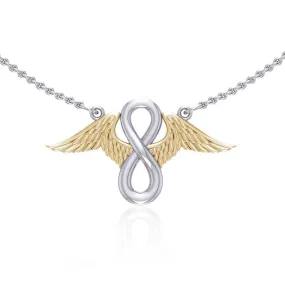 Angel Wings with Infinity Silver and Gold Necklace MNC445