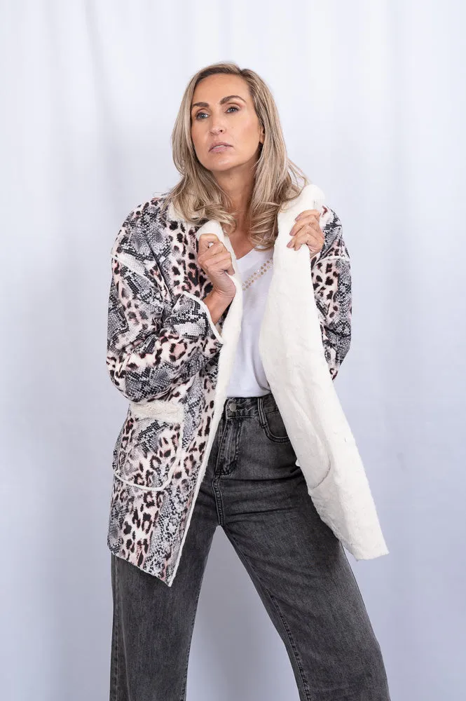 Animal print jacket with faux fur lining | MOLLY COAT