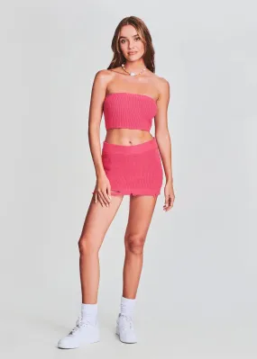 Barra Knit Bandeau in Neon Coral