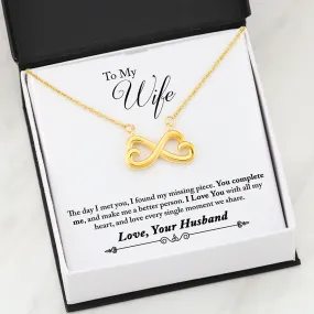 Beautiful Infinity Heart Necklace With Husband To Wife You Complete Me Message Card