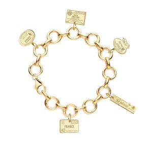 Bracelet Bundle: 5 Solid Gold Passport Stamp Charms