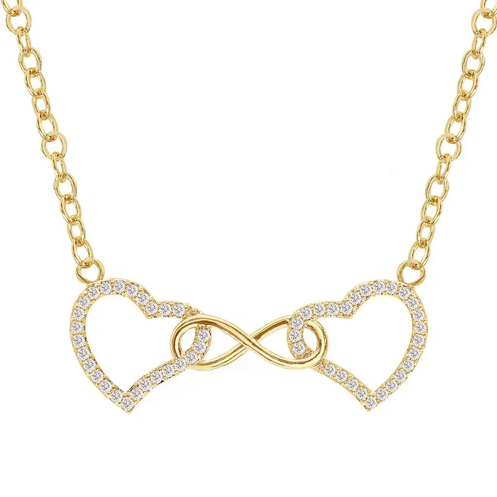 Cubic Zirconia Infinity Heart Pendant Necklace