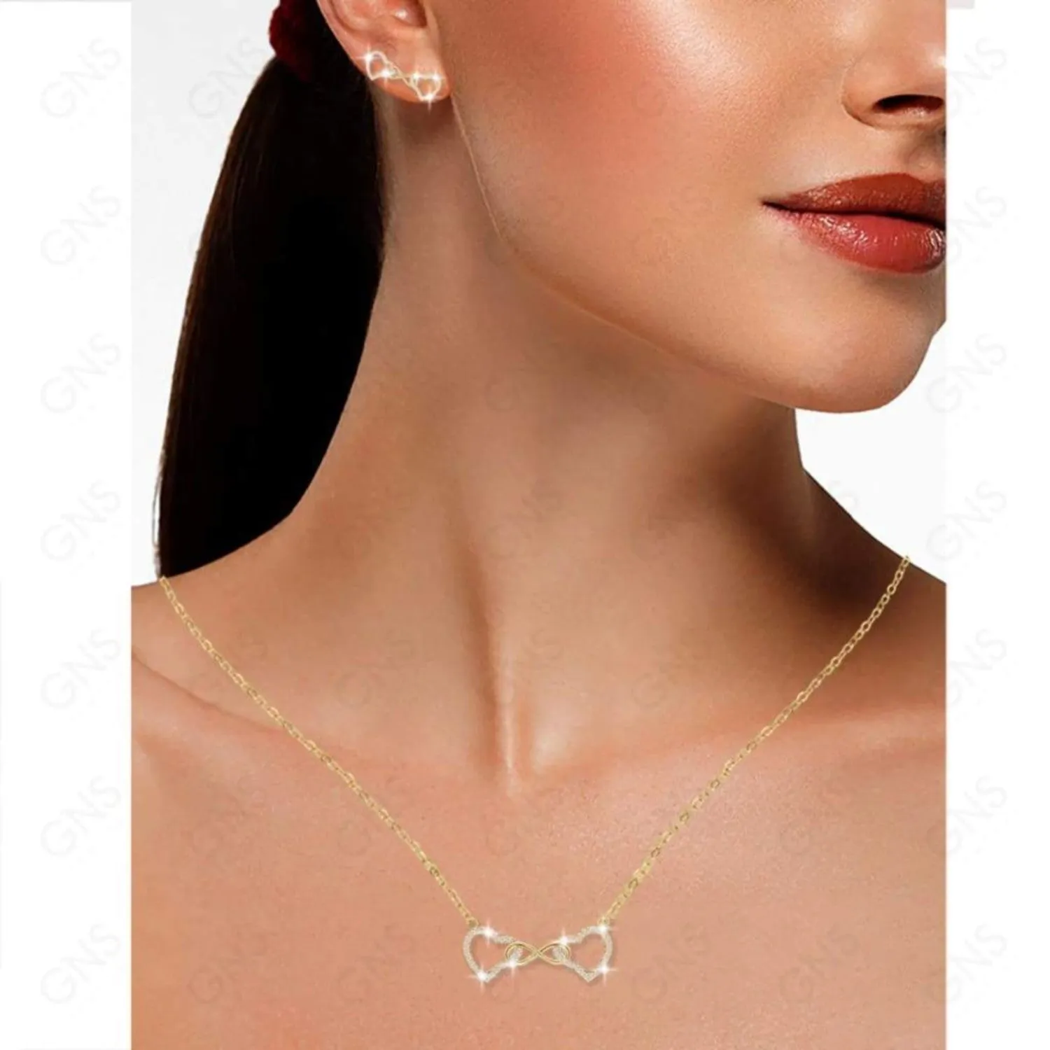 Cubic Zirconia Infinity Heart Pendant Necklace
