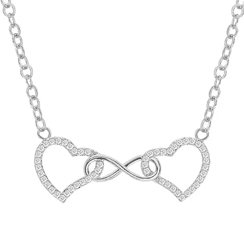 Cubic Zirconia Infinity Heart Pendant Necklace