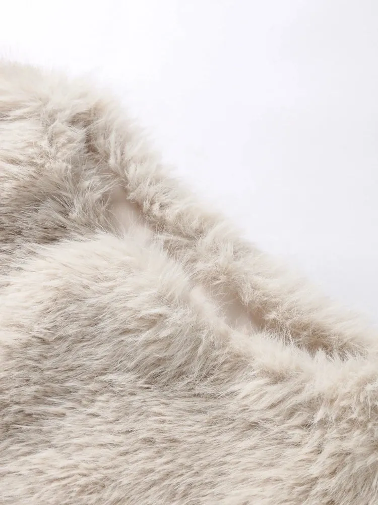 Elegant Faux fur Crop Top long sleeve fluffy faux fur top