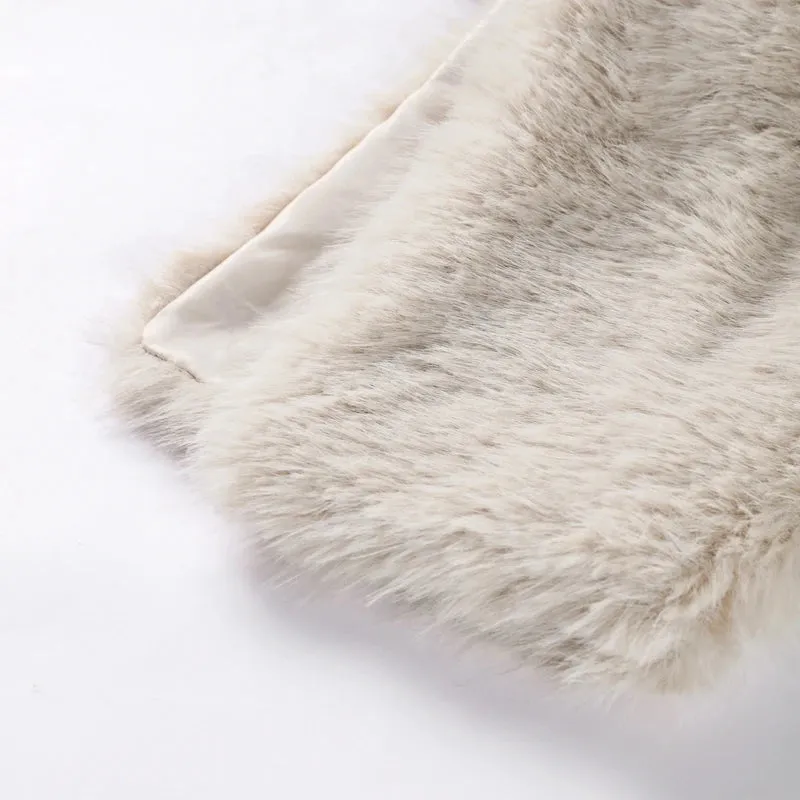 Elegant Faux fur Crop Top long sleeve fluffy faux fur top