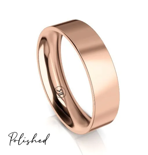 Flat Band Comfort Fit Wedding Ring (AG) - Rose Gold