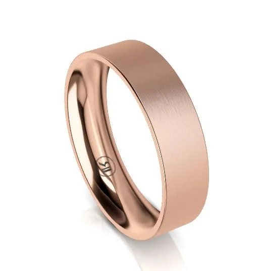 Flat Band Comfort Fit Wedding Ring (AG) - Rose Gold