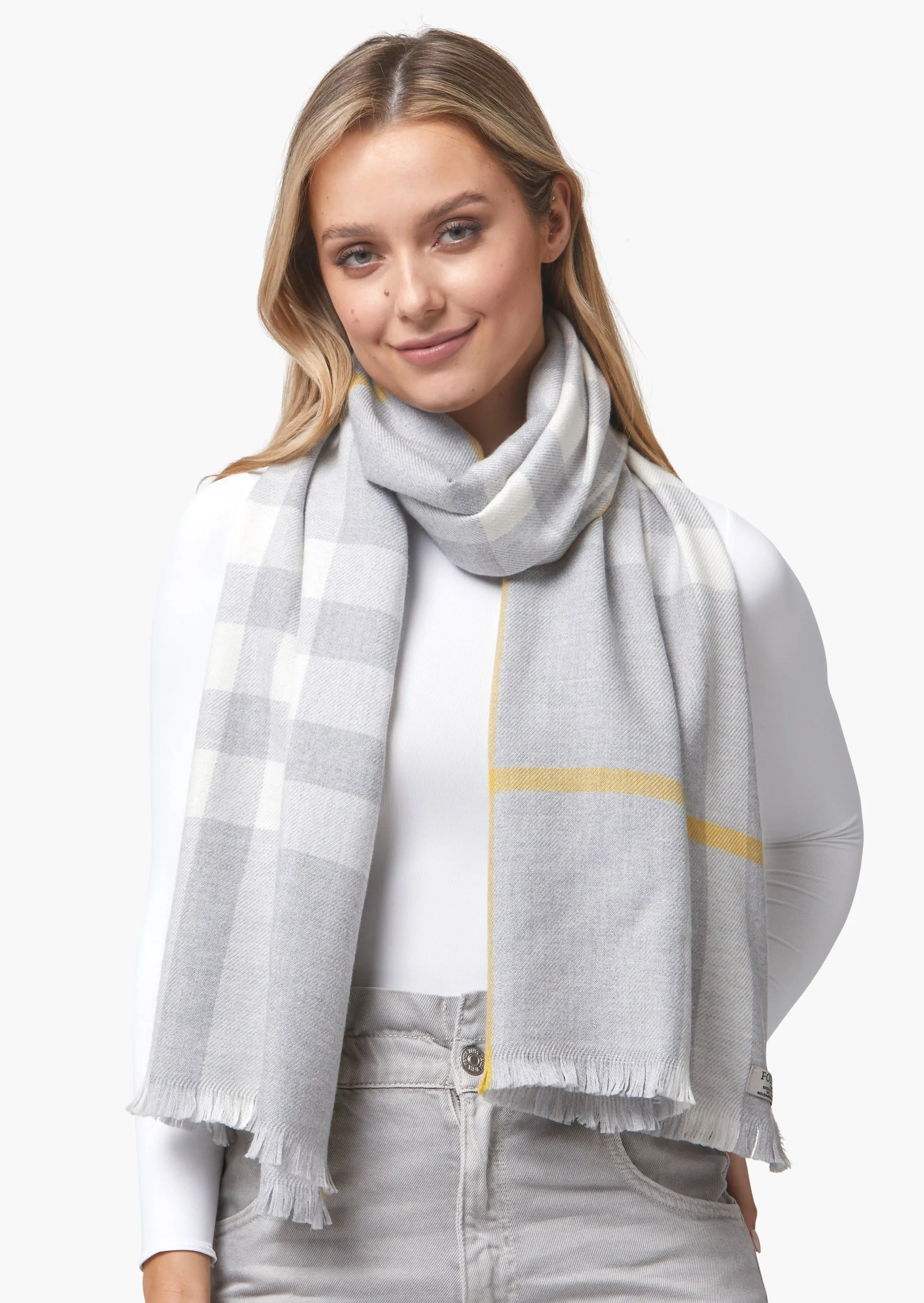 Foxford Giant Merino Scarf | Grey Gold