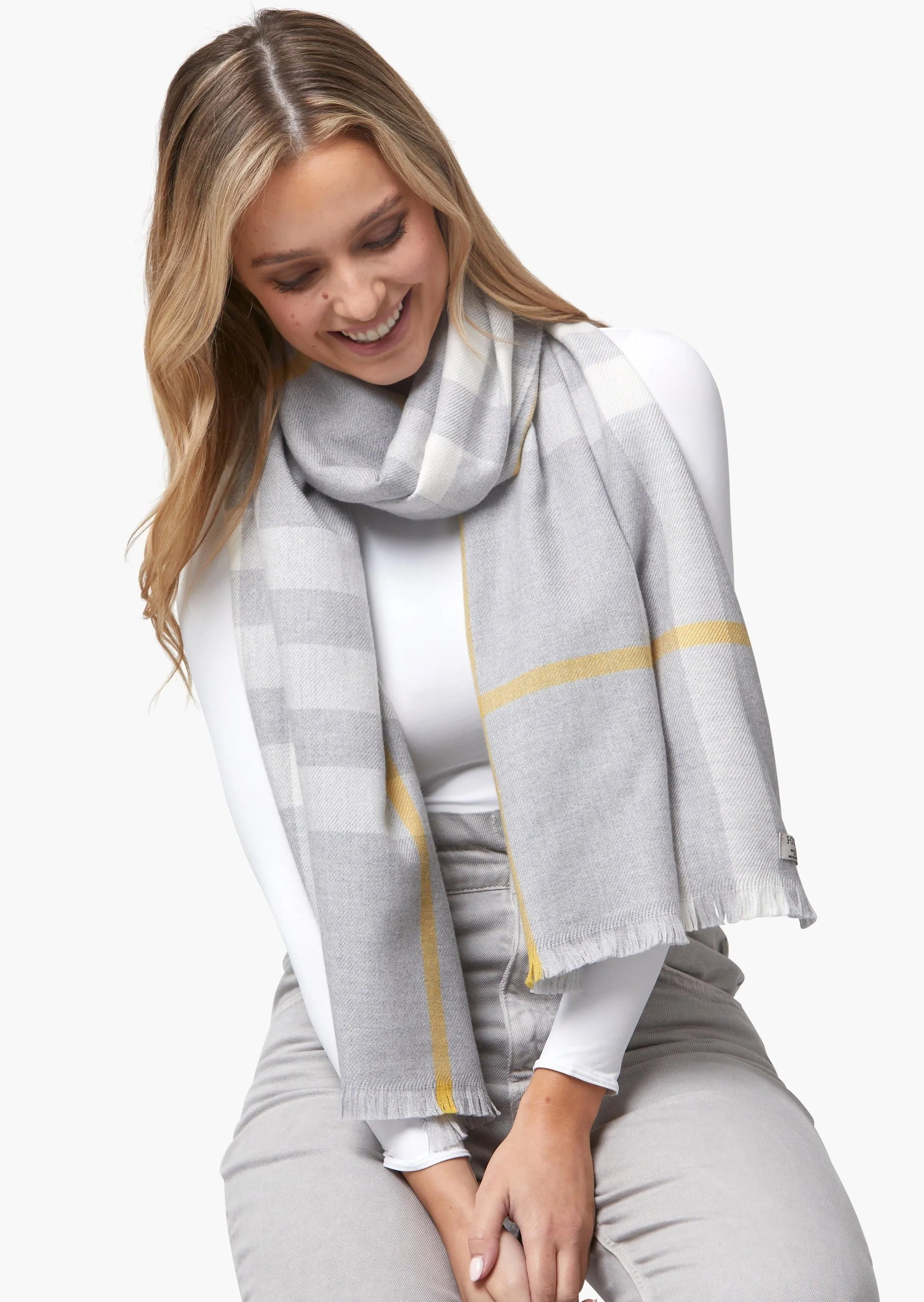 Foxford Giant Merino Scarf | Grey Gold