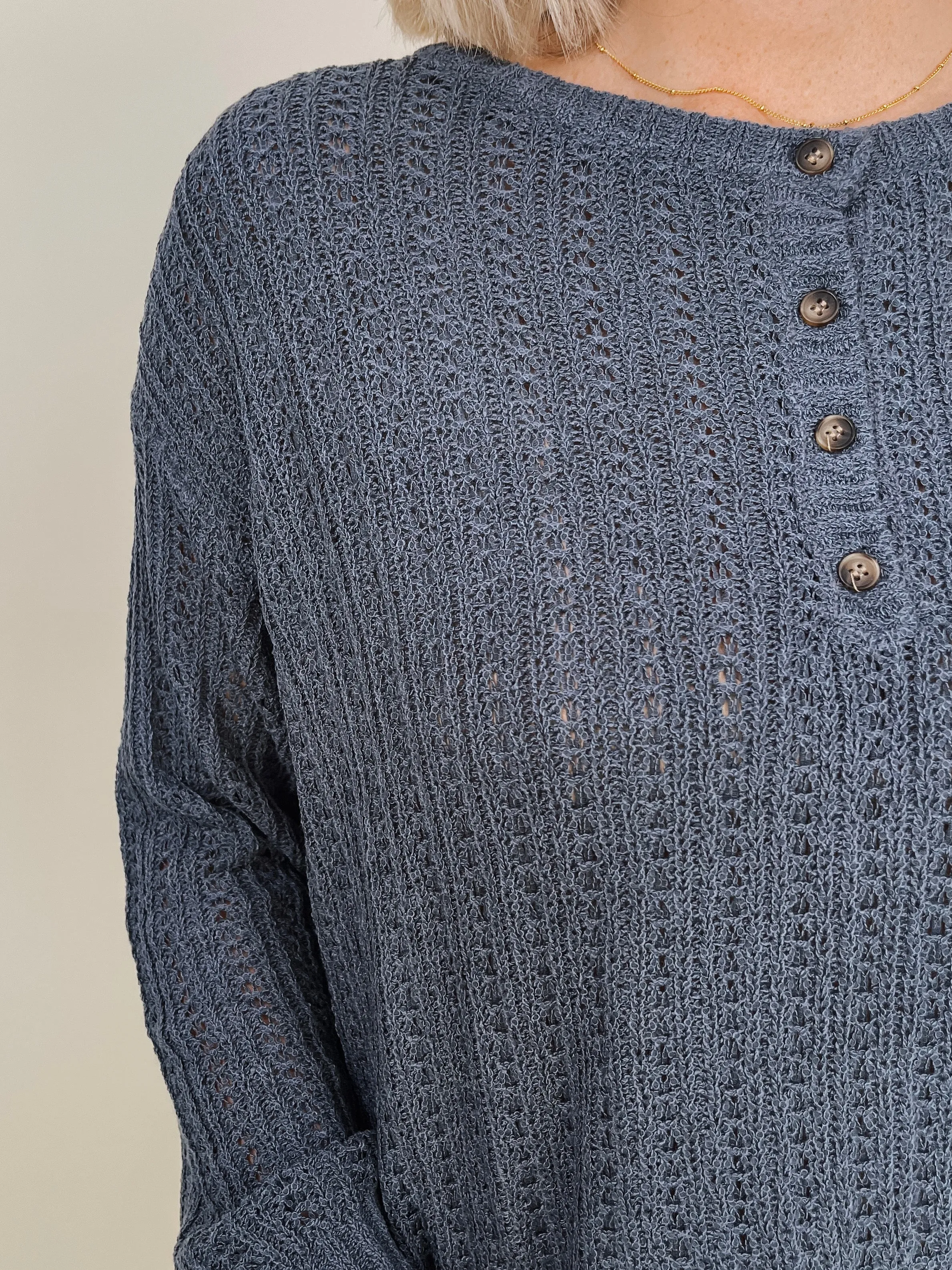 Heatherwood Buttons Knit Top