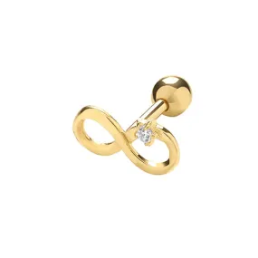 Infinity 6mm Post Stud Piercing - 9ct Yellow Gold