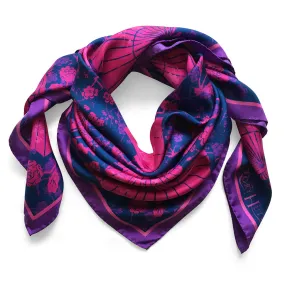 Madama Butterfly Silk  Scarf Navy/Pink