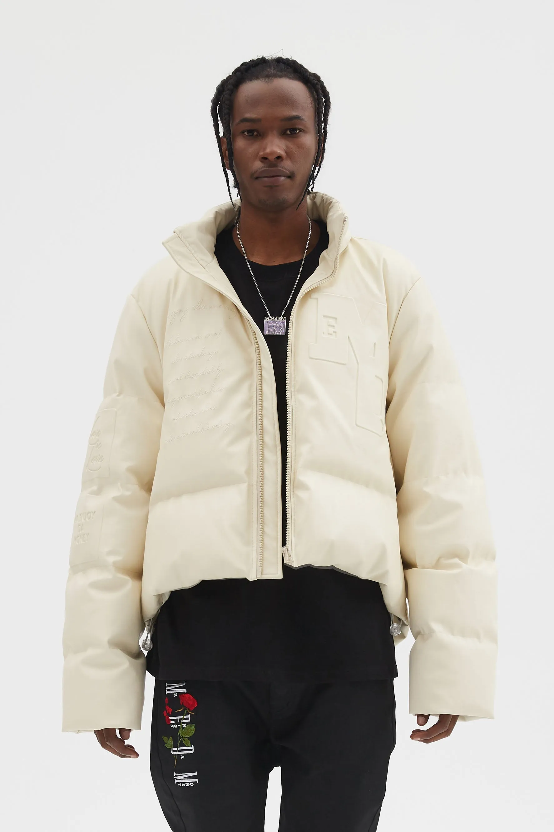 MEDM MICROFIBER LEATHER PUFFER JACKET