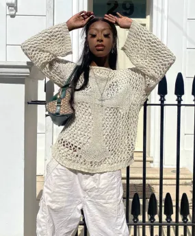 Mesh Knitted Cross Print Jumper