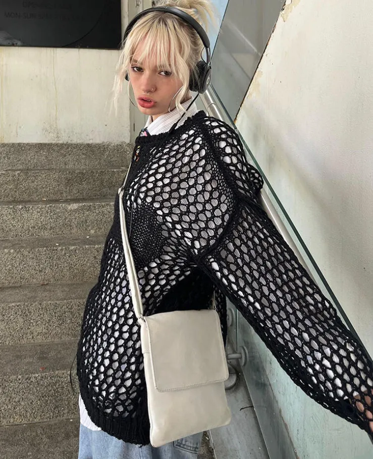 Mesh Knitted Cross Print Jumper