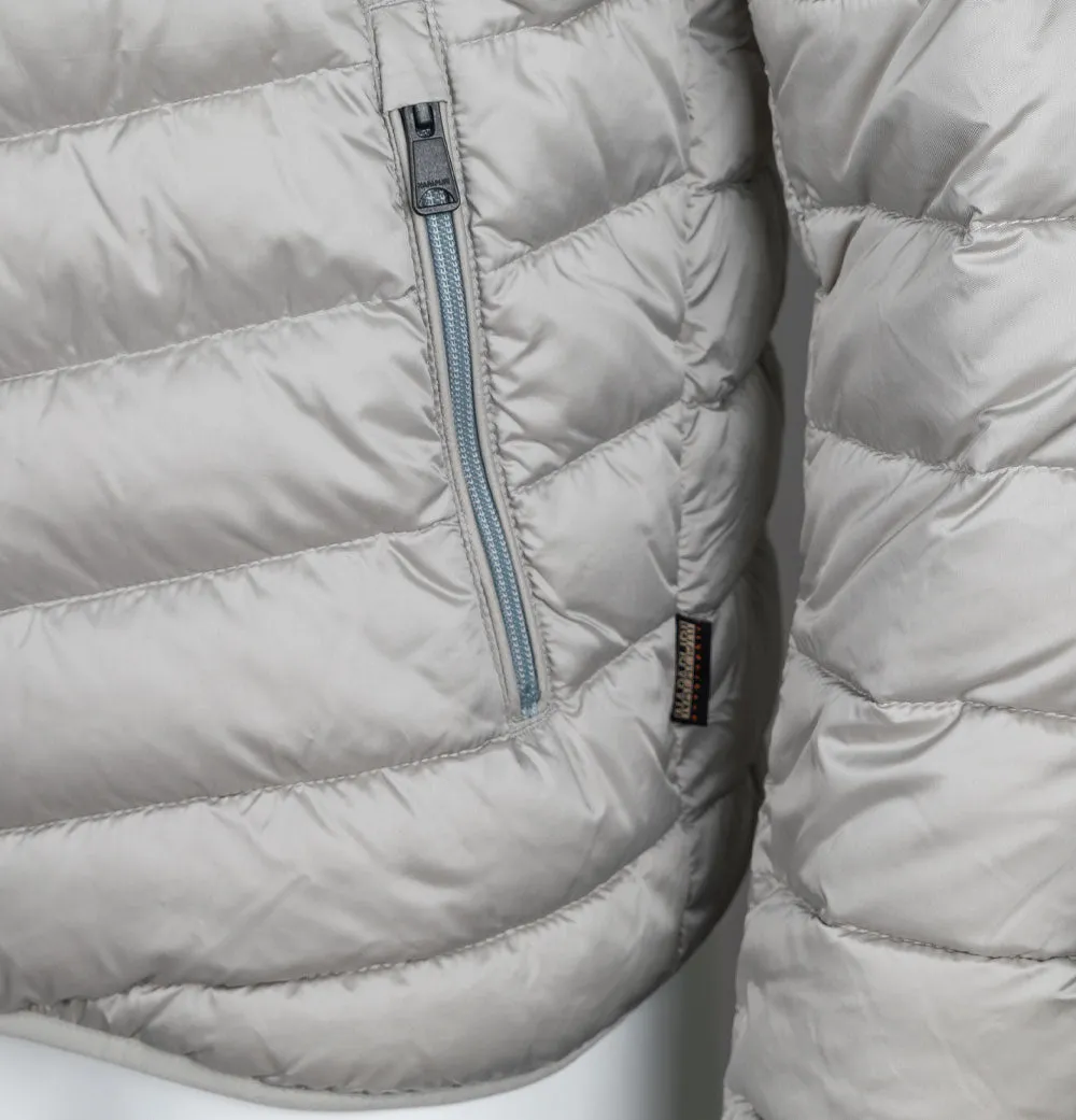 Napapijri Aerons Colour Block Hooded Quilted Jacket Grey Ghost