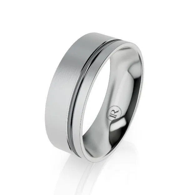 Offset Gold Wedding Ring with Tantalum Stripe