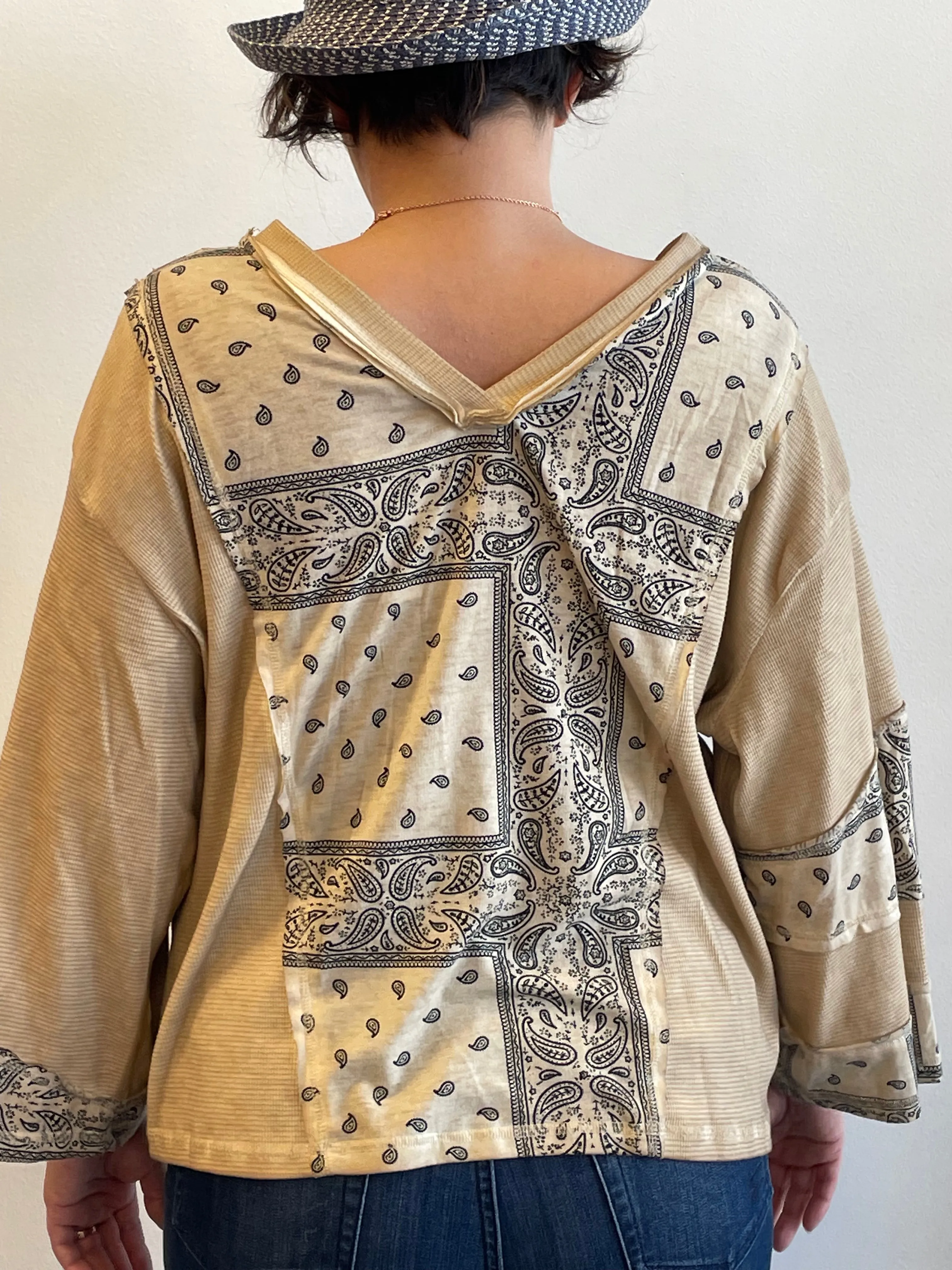 POL Knit Double V-Neck Boho Top