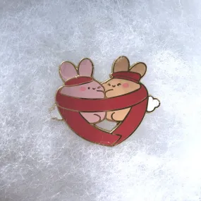 Scarf Bunnies Couple Enamel Pin
