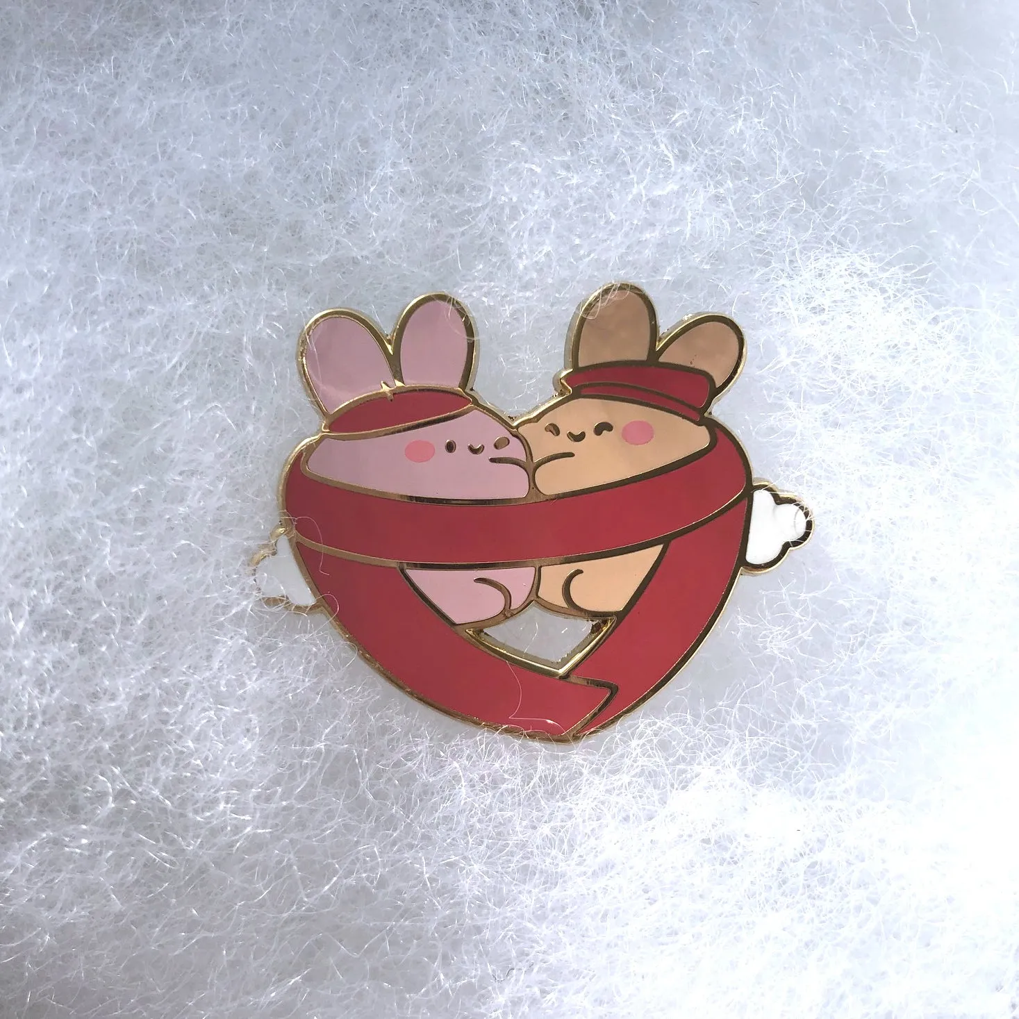 Scarf Bunnies Couple Enamel Pin