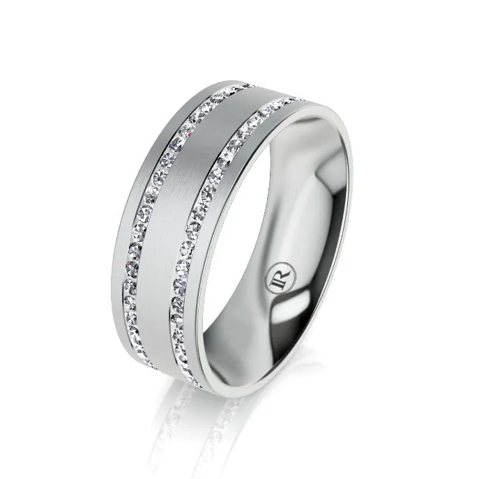The Archibald Mens White Gold Ring with White Diamonds