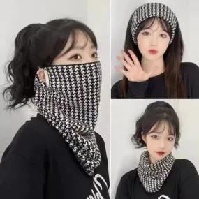 Thermal Hanging Ear Mask Simple Neck Cover Skullcap Winter Scarf Checker Neck Protection Cycling Face Mask Outdoor
