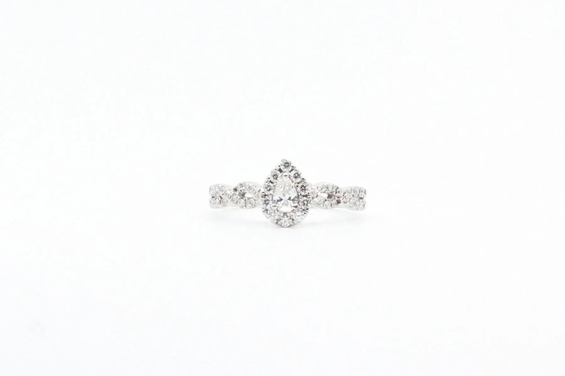 White Gold Pear Shaped Diamond Halo Engagement Ring