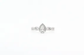 White Gold Pear Shaped Diamond Halo Engagement Ring