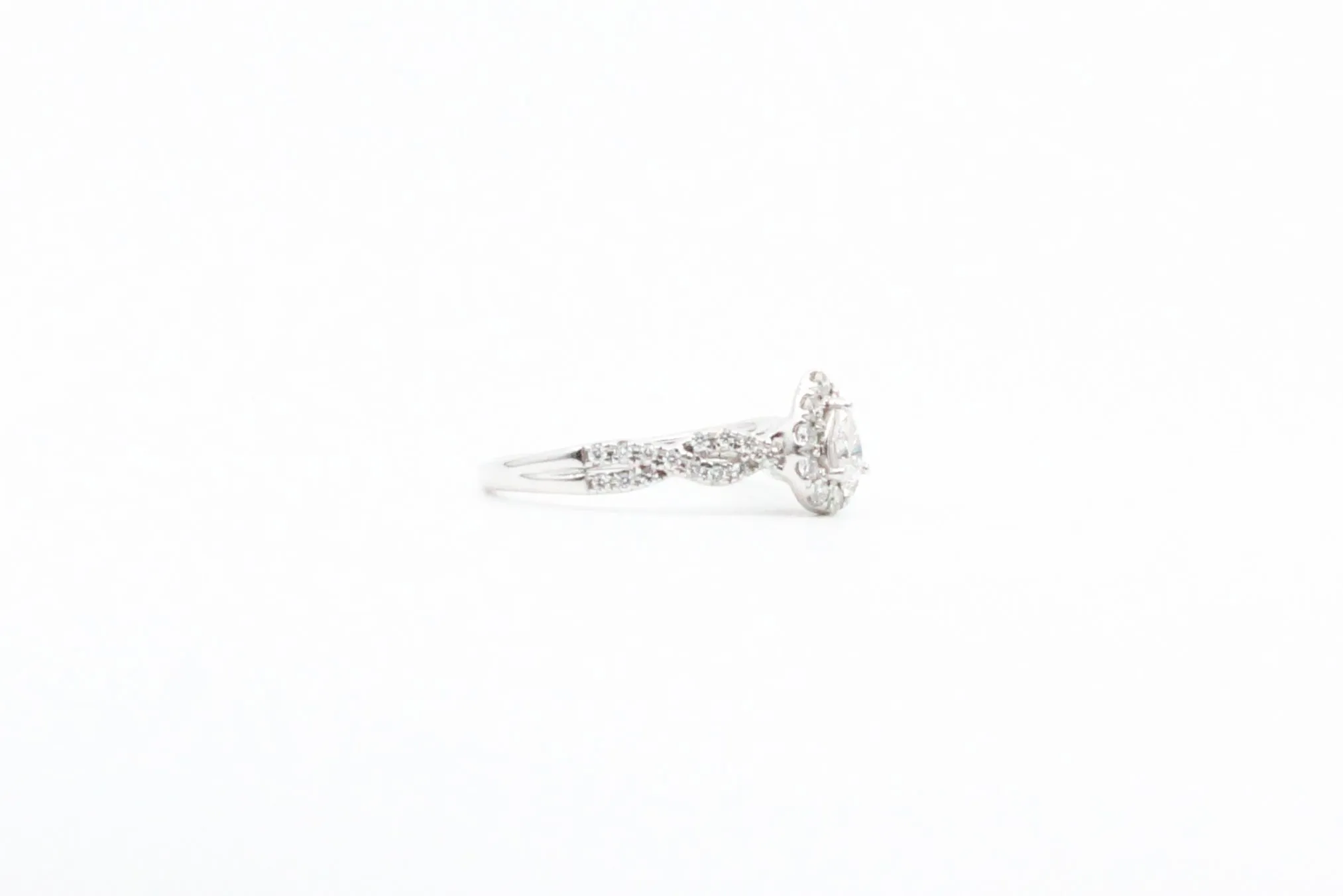 White Gold Pear Shaped Diamond Halo Engagement Ring