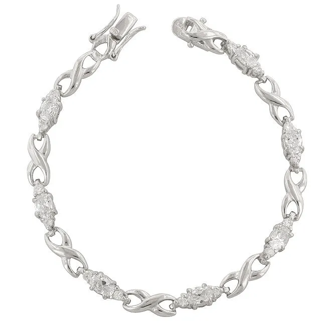 White Gold Sparkling Infinity Bracelet