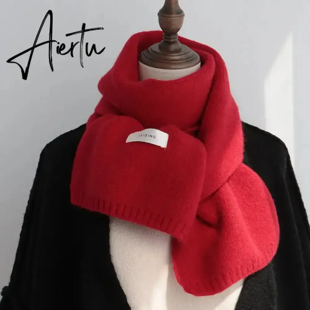 Winter Warm Knitted Scarves  Long Size Thickened Women Scarf Korean Casual Outdoors Thermal Men's Black Scarf Christmas Gifts