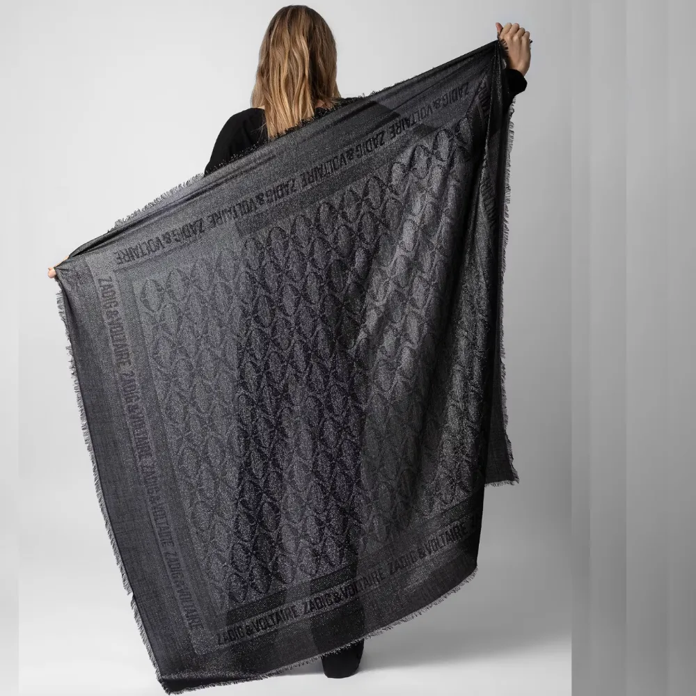 Zadig & Voltaire Glenn Rock Jacquard Lurex Scarf - Shiny SIlver